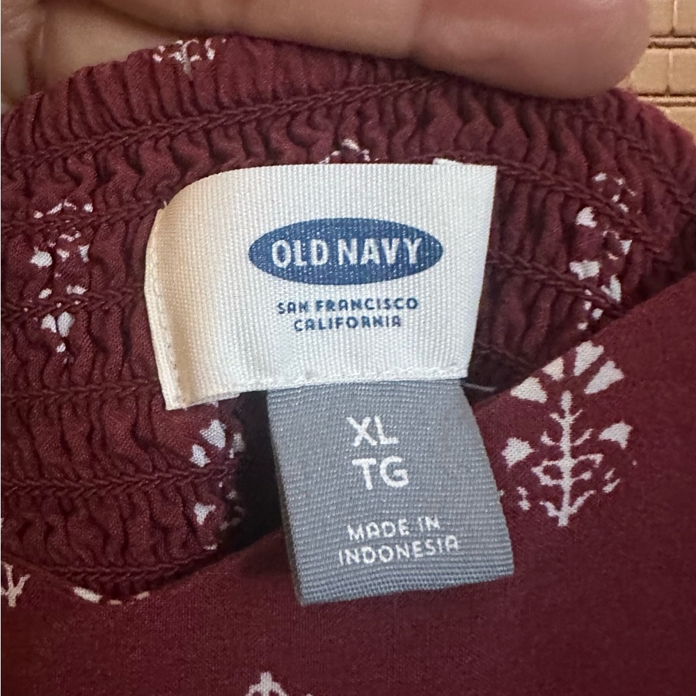 Old Navy Burgundy Floral-Print Midi Dress - Picture 2 of 7